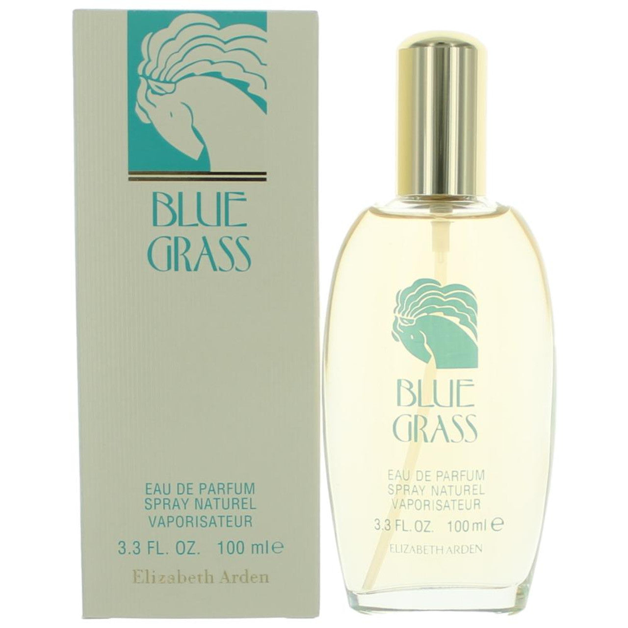 3.3 oz bottle of Blue Grass perfume by Elizabeth Arden